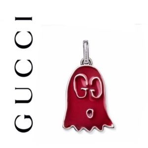 New Authentic Gucci Red Ghost Charm Pendant